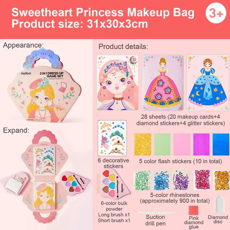 Sticker Make-Up Spel Dress Up Papier Prinses Spel Papier Make-Up Meisjes Speelgoed Kit Sticker Activiteit Boek Voor Jongens Meisjes Kind