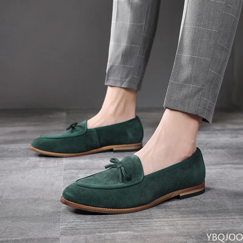 Suede Leather Men Loafer Shoes Fashion Male Shoes Casual Shoes Man Party Wedding Footwear Big Size 37-47