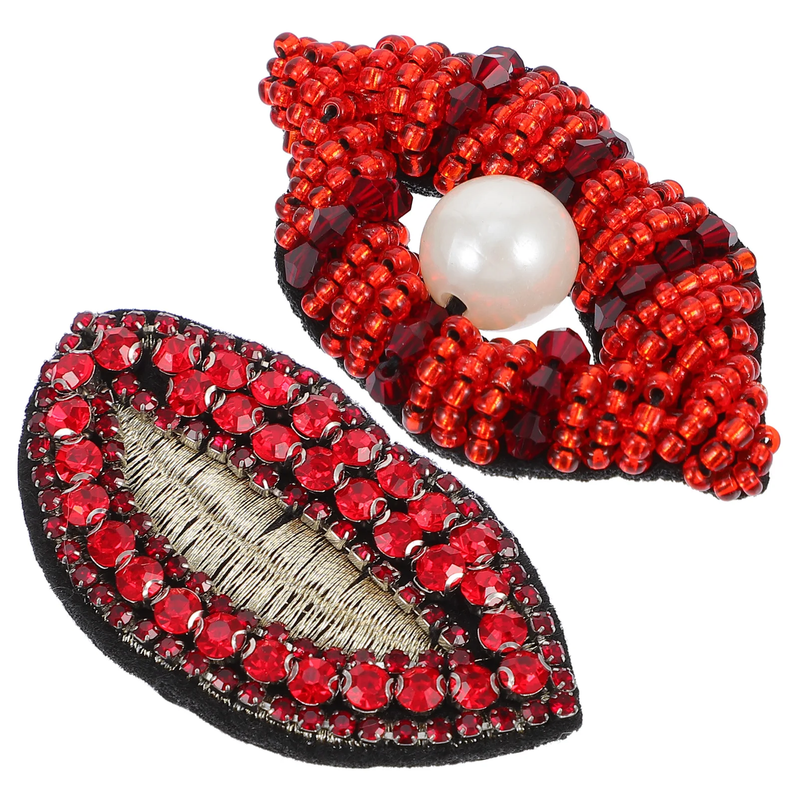 

2PCS Red Lips Fabric Patch DIY Clothing Decoration Sticker Sewing Accessory Bead Tube Cover Broken Holes Scars Premium Material