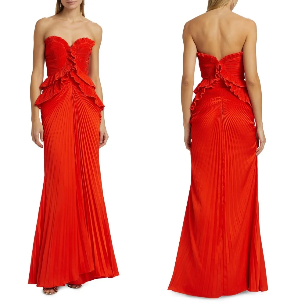 

Customized Pleat Sweetheart Neck Mermaid Long Dresses Bespoke Occasion Simple Homecoming Party Gown Elegant High Quality