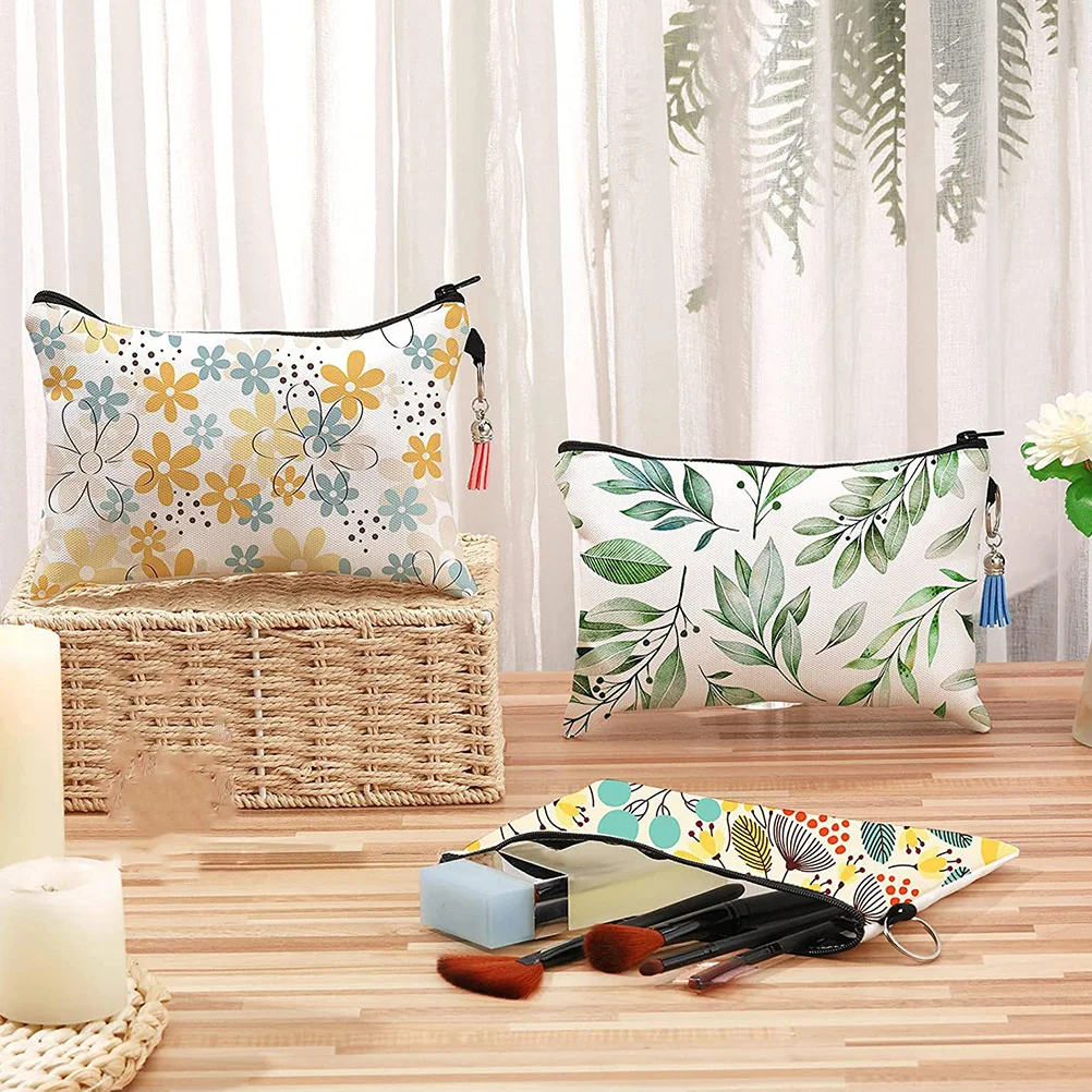 

8Sets Blank Sublimation Makeup Bags Canvas Zipper Pouch Bulk DIY Heat Transfer Organizer Travel Toiletry Storage Bag