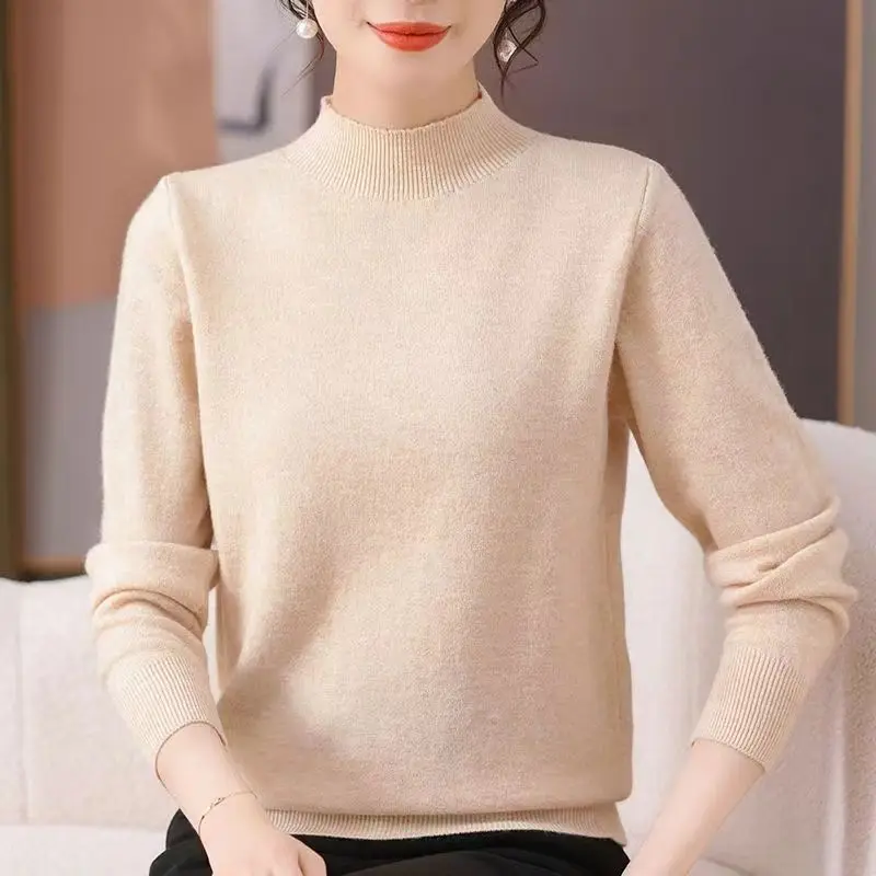 

Thickened Autumn and Winter New Loose Large Knitted Sweater Pullover Solid Color Turtleneck Slim Fit Warm Top