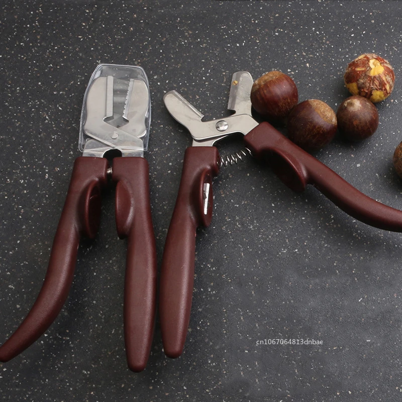 2 in 1 Chestnut Clip Stainless Steel Shell Opener Nut Cracker Sheller Home Chestnut Peeling Walnut Pliers Cutter Kitchen Tool