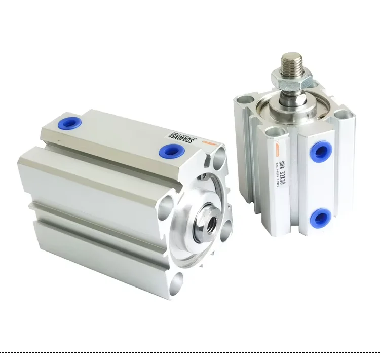 Compact Thin Air Cylinder SDA16 20 25 32 40 50 63 80 100mm Bore 5-100mm Stroke Double Action Aluminium Alloy Pneumatic Cylinder