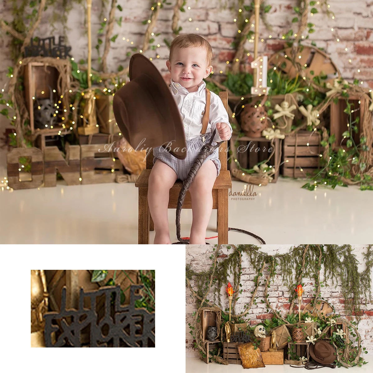 

Little Explorer Backgrounds Cake Smash Kids Adult Photography Props Child Baby Explore The Wilderness Jungle Photo Backdrops