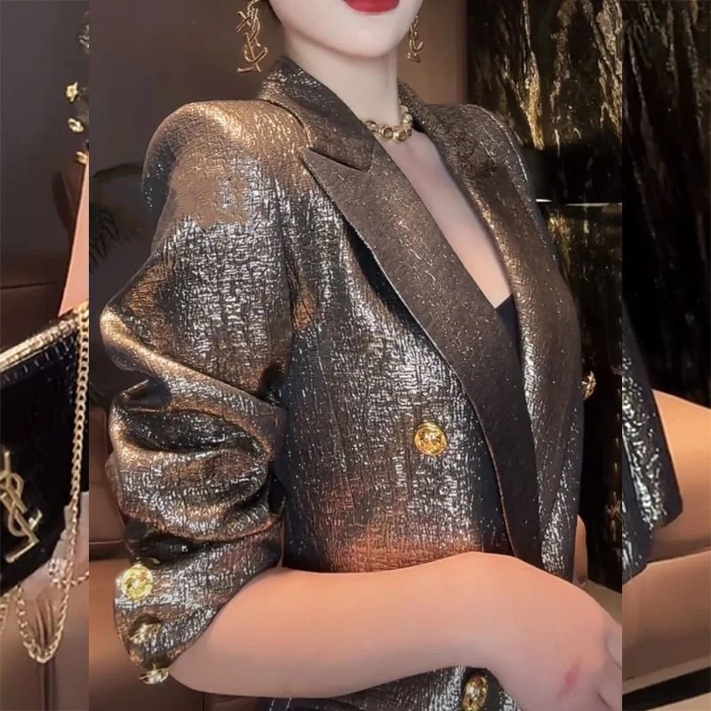 سترة المرأة معطف جديد الربيع والخريف الفاخرة عالية الشعور المتخصصة سترة المرأة سترة فضفاضة زر واحد دعوى سترة المد