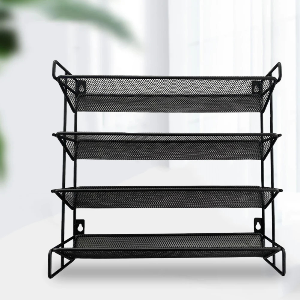 4 Tier Spice Rack Organizer Space-Saving Metal Kitchen Countertop Organizer Spice Storage Holder for Kitchen Cabinet Countertop