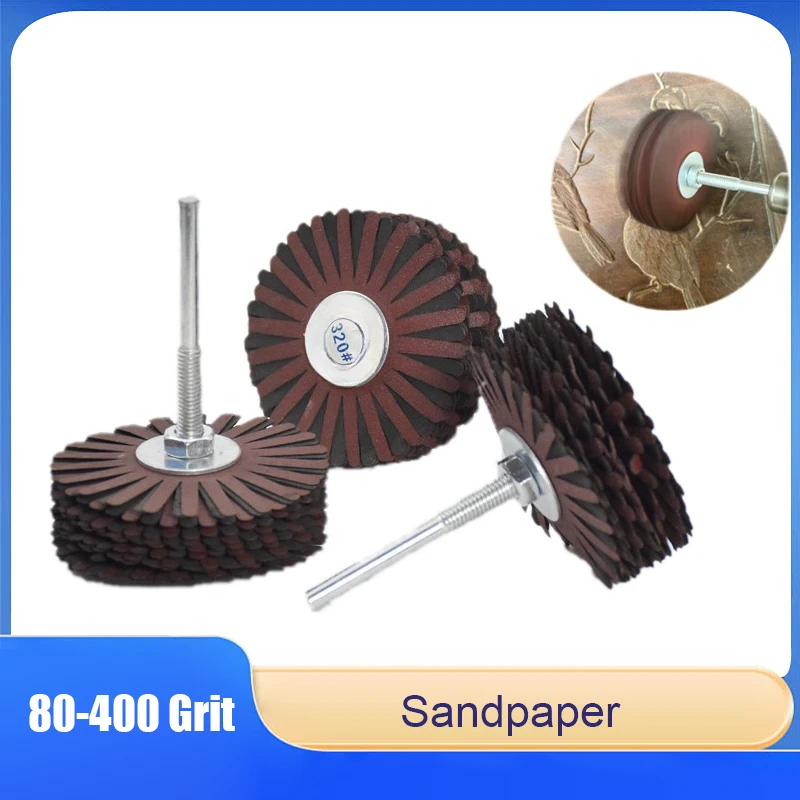 

6mm Shank Sandpaper Grinding Flower Head - Emery Cloth Furniture Polishing Wheel, Rotary Grinding Wheel for Power Tools