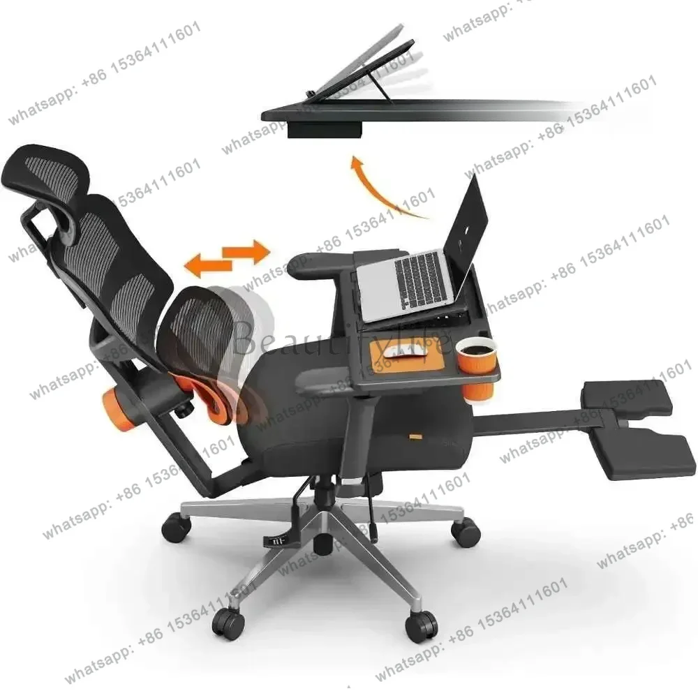 

Office Chair, Auto Following Lumbar Support High Back Desk Chair With Laptop Desk Table, Seat Depth And Height Adjustable