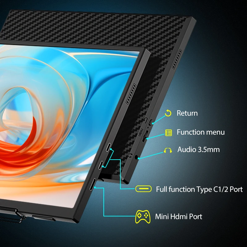 شاشة محمولة 12.3 بوصة 1280P 400cd/m2 60hz شاشة ألعاب مكبرات صوت مدمجة لأجهزة الكمبيوتر المحمول ps3/4/5 Swtich Xbox iphone PC