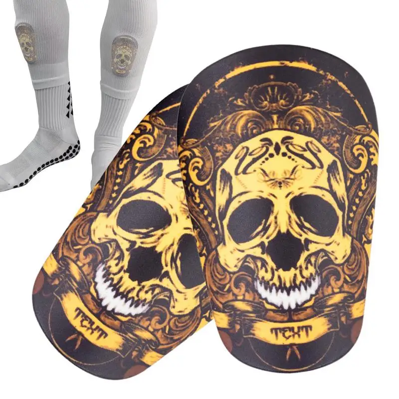 Youth Football Pads Breathable Sports Shin Guards 2 PCS Protective Knee Protectors With Skull Pattern For Skateboard Cycling