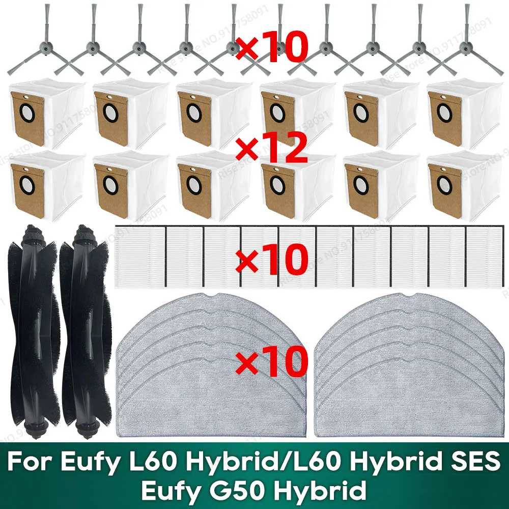Kompatibel mit Eufy L60 Hybrid / L60 Hybrid SES, Eufy G50 Hybrid Zubehör Hauptbürste Filter Wischmopp Staubbeutel Ersatzteile