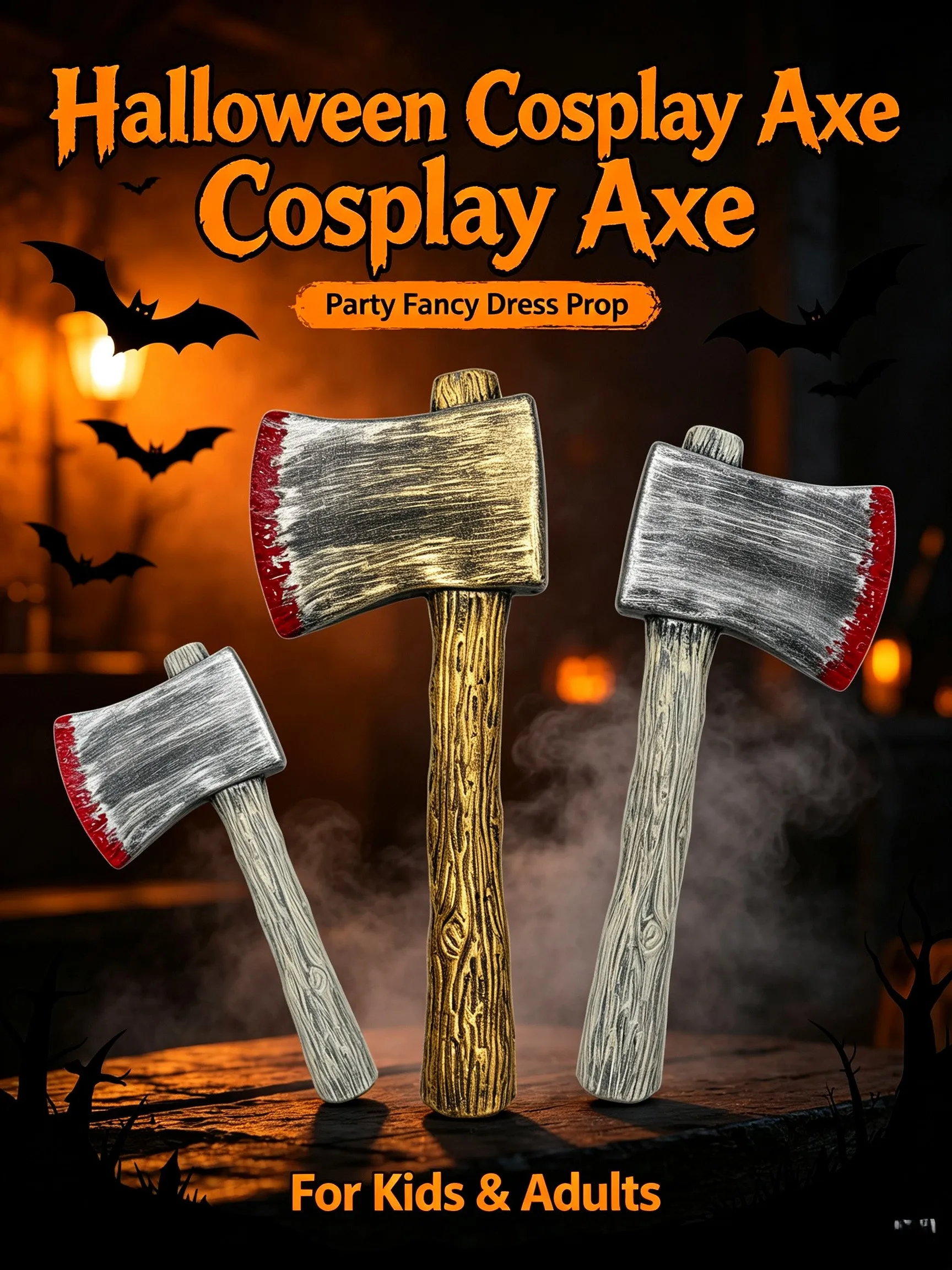 Halloween Simulation Axe Toy Plastic Cosplay Axe Prop for Party Fancy Dress Costume Decoration for Kids Adults
