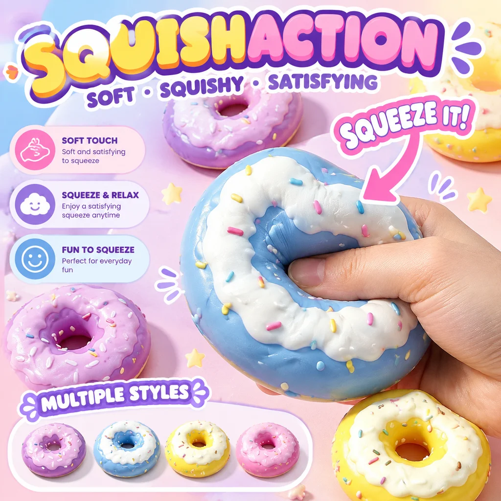 One Bite Simulation Sugar Donut Squishy Toy Stress Relief Slow Rising Squishy Fidget Toy Soft Elastic Vent Toy Kids Adults Gift