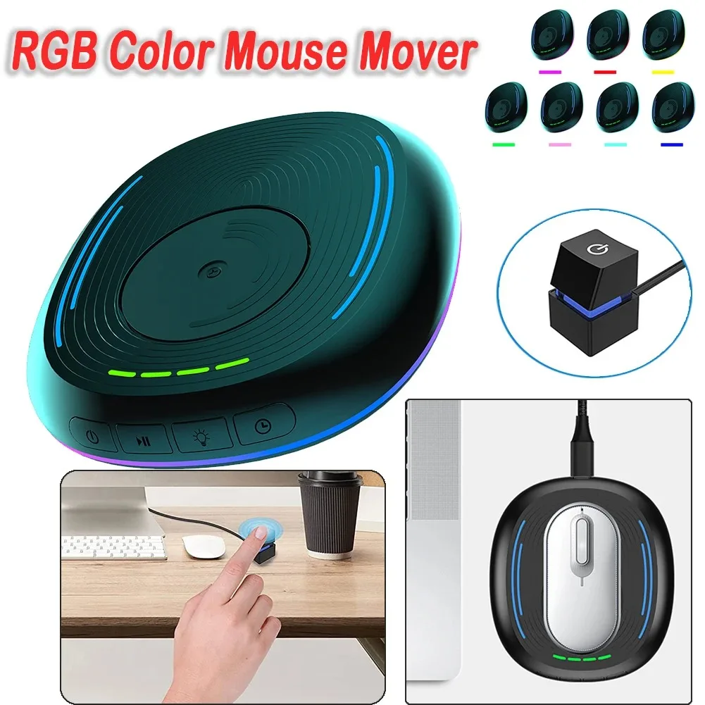 Undetectable Mouse Jiggler Automatic Computer Mouse Mover with Timer ON/Off Switch RGB Lights Driver-Free Keeps Computer Awake