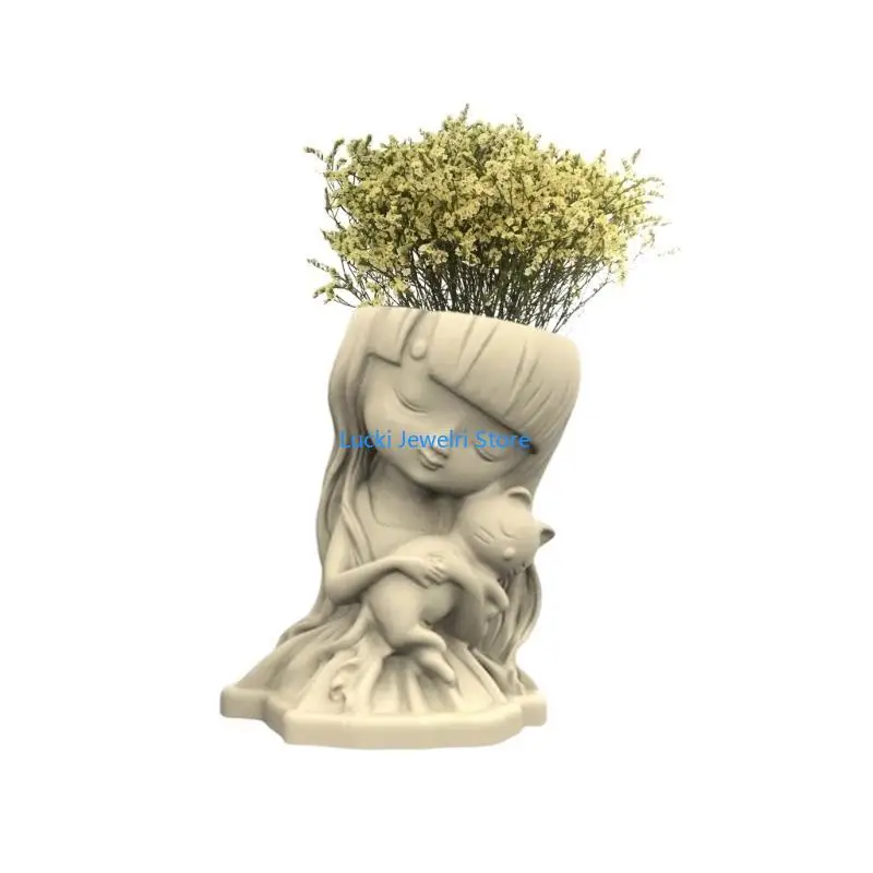193e Girl و Gypsum Silicone Molds لصنع وعاء زهرة النبات النضرة