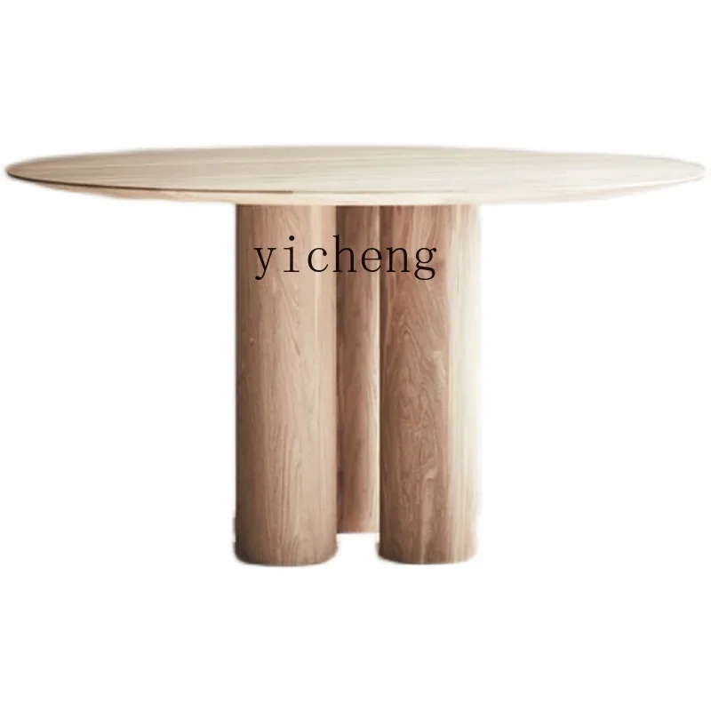 

ZK Pure Solid Wood Light Luxury round Table Personality Furniture Simple Log Miji Creative Home Large round Table