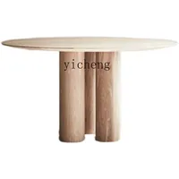 ZK Pure Solid Wood Light Luxury round Table  Personality Furniture Simple Log Miji Creative Home Large round Table