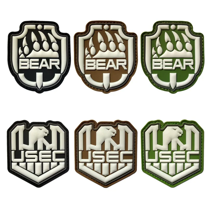 Escape From Tarkov BEAR USEC PVC 3D Tactical Patches Hook & Loop Embroidered Cloth Sticker Morale Badges Military Badge Armband