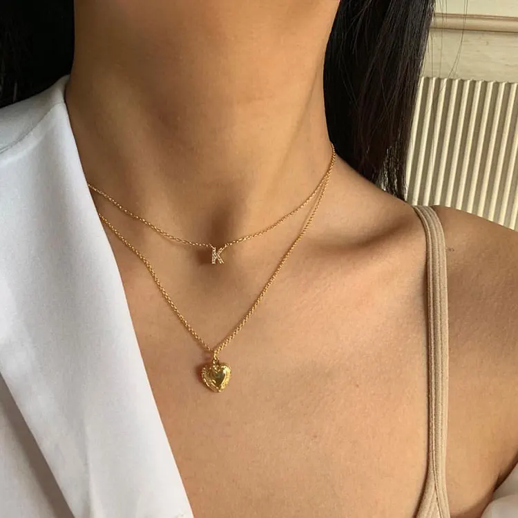 Titanium With 18K Gold Open Heart Pendant  Necklace Women Stainless Steel Jewelry Designer T Show Runway Gown Jewelry Rare INS