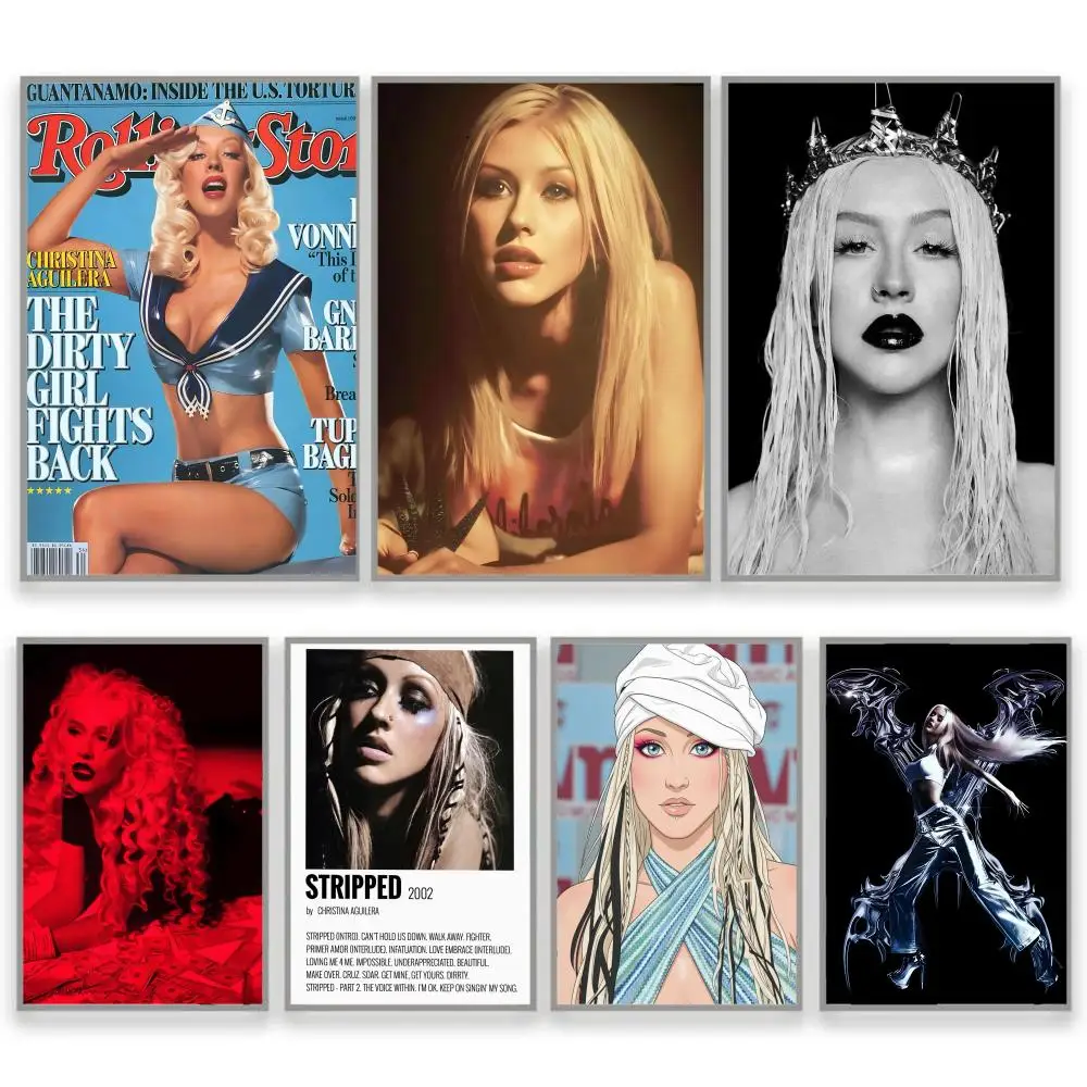 Póster de cantante C-Christina Aguilera, pegatina perfecta, arte autoadhesivo diseñado para el hogar, comedor, oficina, espacios duraderos