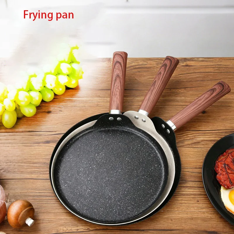 Customizable Classic iron Frying Pan Non-Stick Granite Coating Induction Cooking Compatible Pizza Pan Flat Cake Pancake Pan