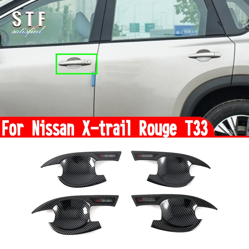 For Nissan X-trail Rouge T33 2021 2022 2023 Car Accessories ABS Door Bowl Trim Molding Decoration Stickers W4