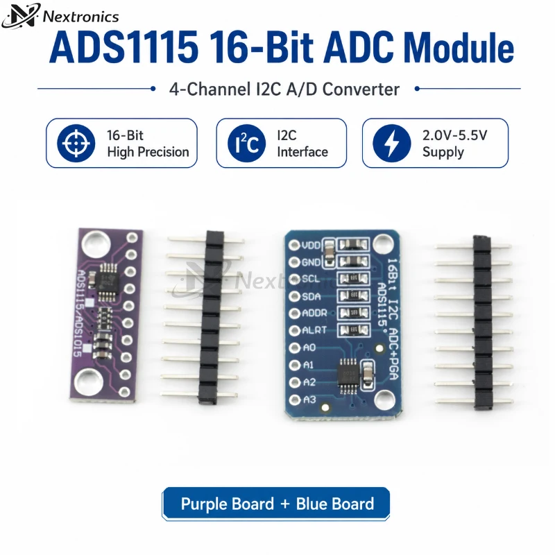 1/3/5/10PCS ADS1115 16 Bit I2C ADC 4 Channel Analog-to-Digital Converter Module PGA 2.0V-5.5V for Arduino RPi
