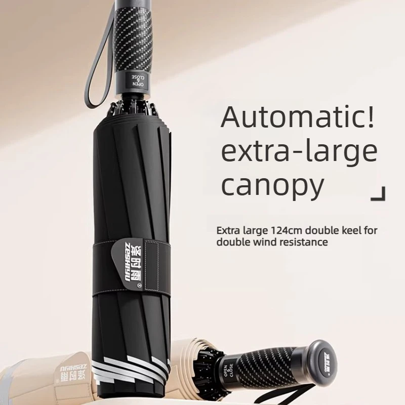 Fully Automatic Reverse Umbrella Thickened and Reinforced for Men and Women Sun Protection and Rainproof Windproof Umbrella