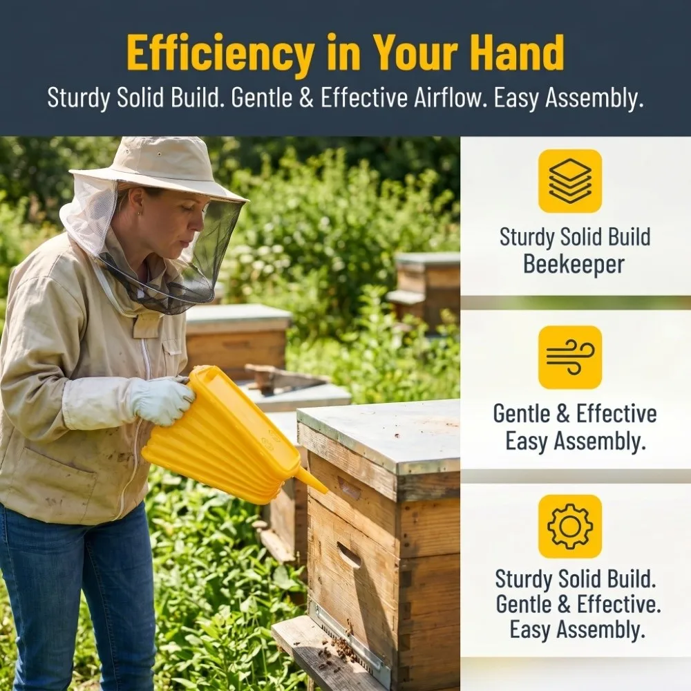 Easy Installation Plastic Bee Blower Durable Portable Beehive Air Blower Bellow Bee Blower Device Home Gardening