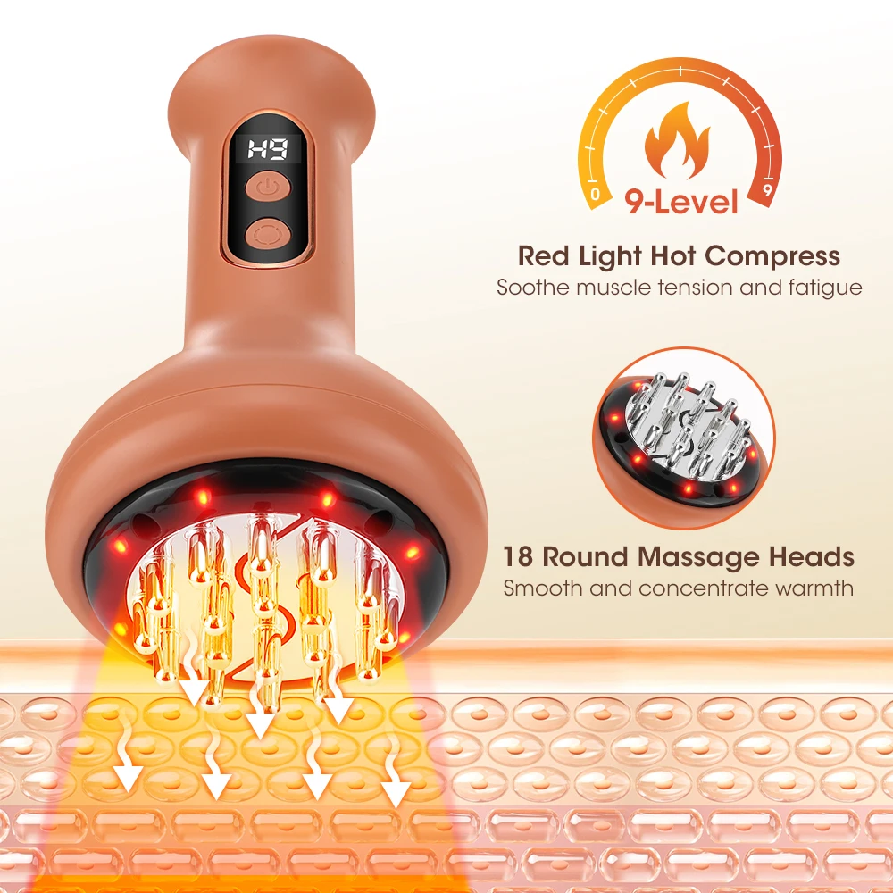 Scraping Massager Cordless 9 Levels Hot Compress Meridian Brush Electric Gua Sha Meridian Rechargeable Body Relaxation Tool