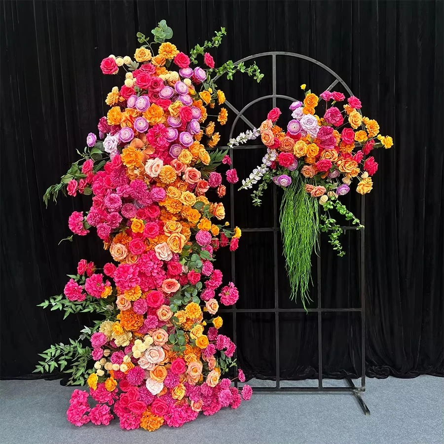 Promise Wedding Arch Flower Arrangement Artificial Floral Arch Backdrop Pink Faux Rose Flower