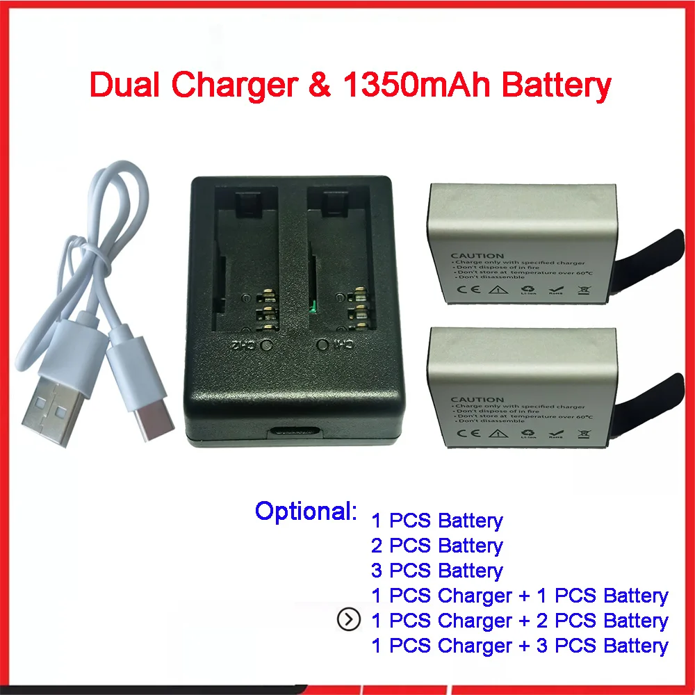 1050/1350 MAH Large Capacity Lithium Battery For Waterproof Sport Camera Action Camera Battery Life 1-3 Hours