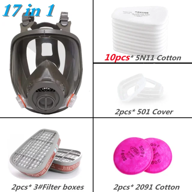 Multifunctioneel 6800-gasmasker met drie poorten, industrieel spuiten, vervangbaar filter, organische damp, lasspuitverf, insecticide