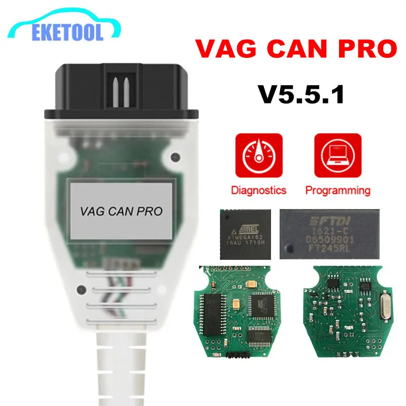 New V5.5.1 VCP OBD2 Diagnostic For VAG CAN PRO FT245RL FTDI Multi-Language Works For AUDI/VW CAN BUS K Line UDS CAN PRO