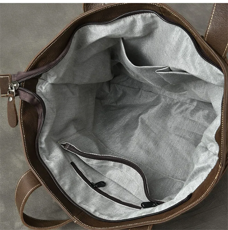 Bolso de mano de cuero genuino de gran capacidad para hombre, bolsa de hombro unisex, informal, suave, natural, a la moda