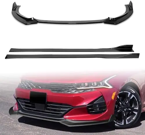 

Front Bumper Lip for 2021-2024 Kia K5 GT-Line - Glossy Black Side Skirt Extensions