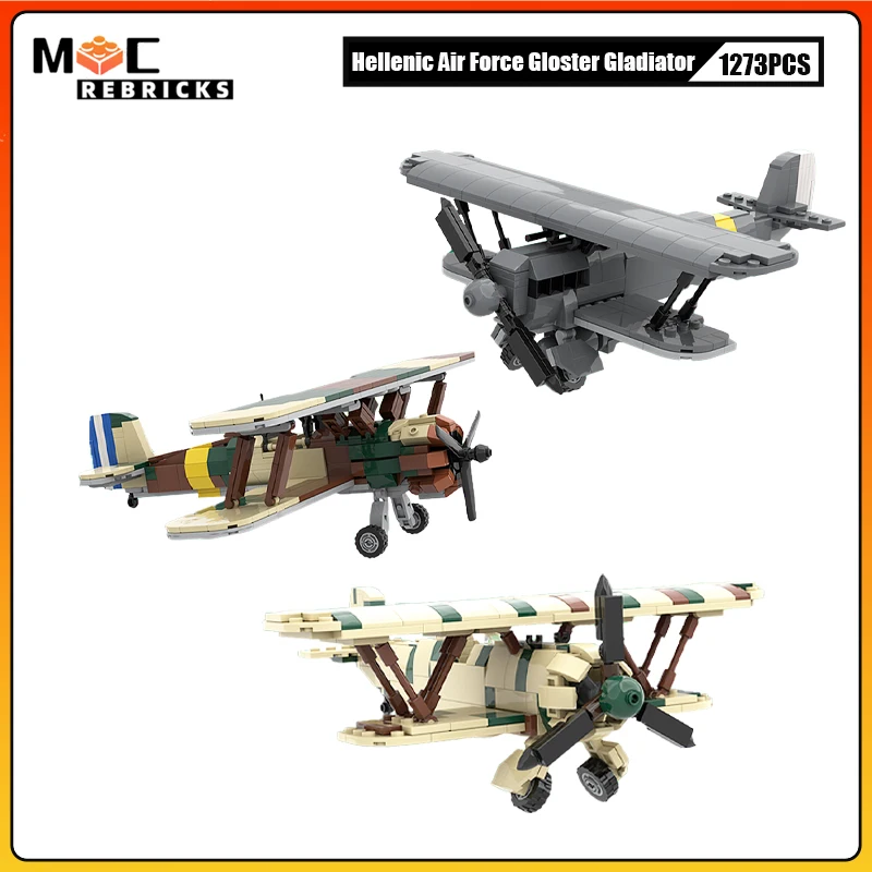 

MOC Строительный блок Heinkel He51 B-1 Fiat CR. 42BIS "Falco" Hellenic Air Force Gloster Модель гладиатора Кирпичи Игрушки Праздничные подарки