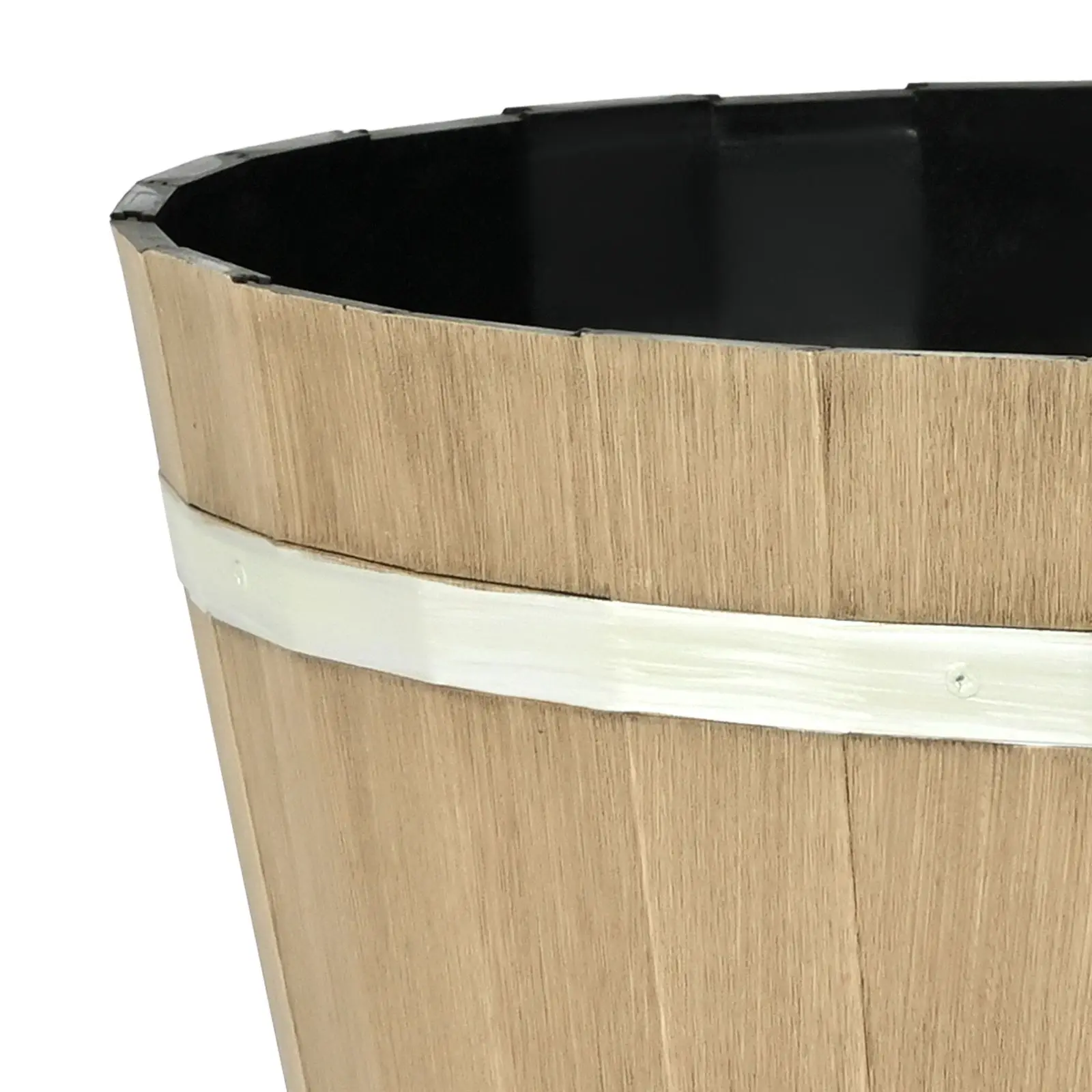 Plant Pots, 4 Pack 11.81 Inch Whiskey Barrel Planters with Drainage Holes, Large Outside Plastic Decoration Flower Pot