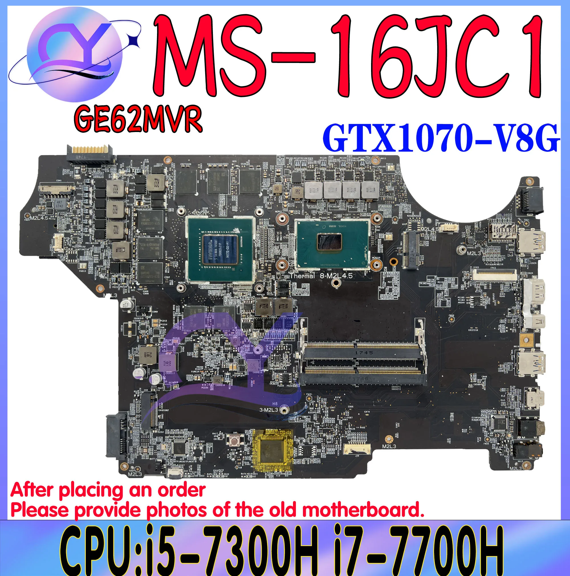 

MS-16JC1 материнская плата для ноутбука MSI GE62MV Apex PRO GE62 GE72 GE62MVR MS-16JC системная плата с i5 i7-7th GTX1070/V8G 100% Testd