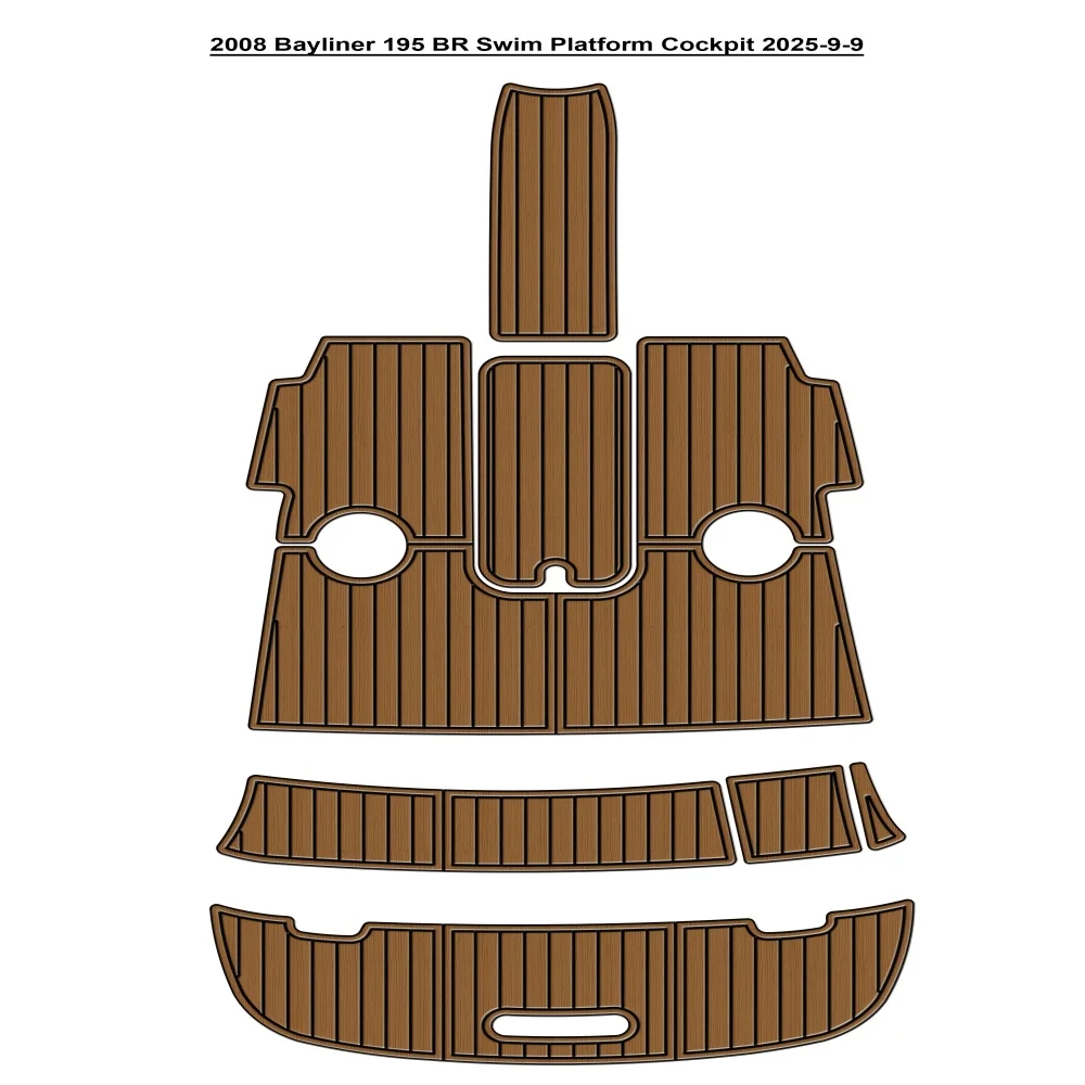 

2008 Bayliner 195 BR Swim Platform Cockpit Pad Boat EVA Foam Faux Teak Deck Floor Mat SeaDek MarineMat Style Self Adhesive
