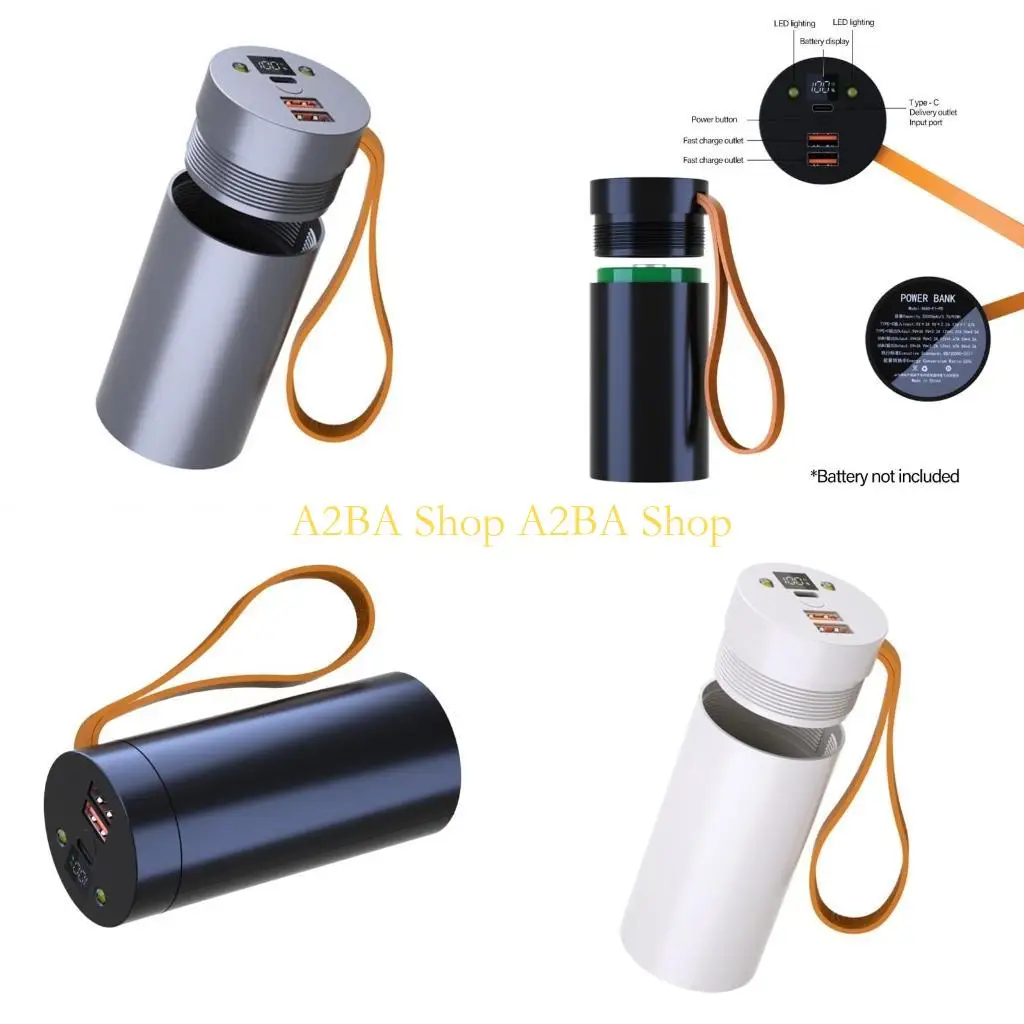 A2BA PD22.5W Power Battery Housing Box ABS Storage Holder Case Removable with Cable