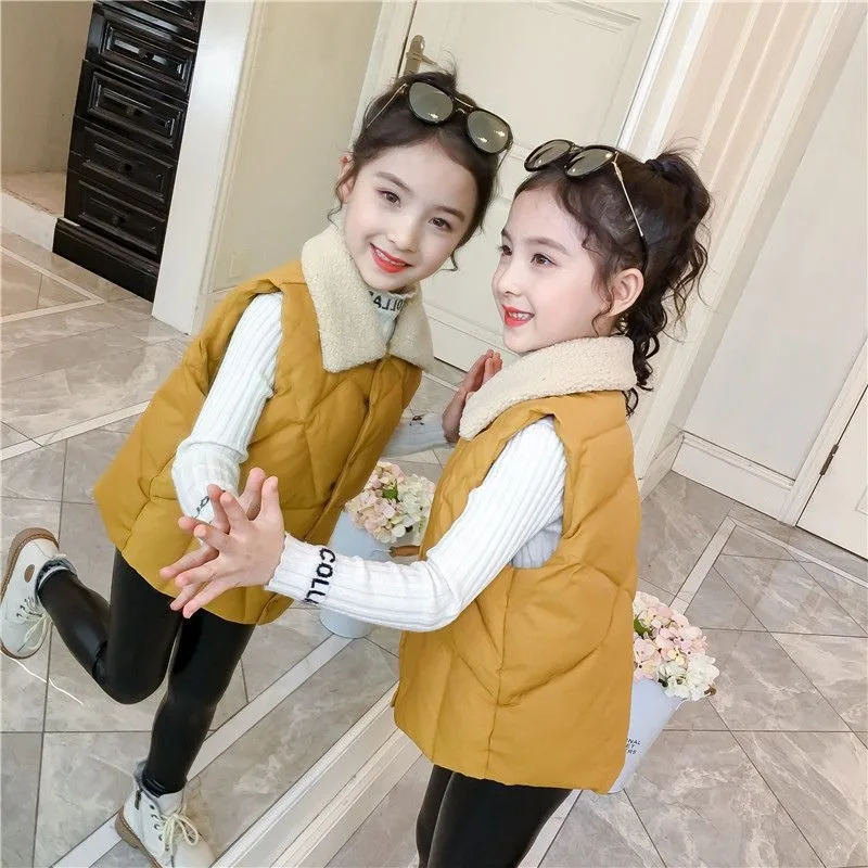 2025 New Girls' Autumn Winter Thermal Insulated Stylish Outerwear Vest for Medium Large Kids