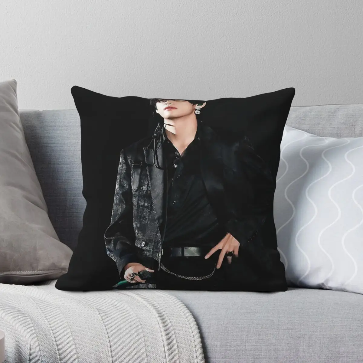 V In All Black Pillowcase Polyester Linen Velvet Printed Zip Decor Throw Pillow Case Sofa Seater Cushion Cover 18