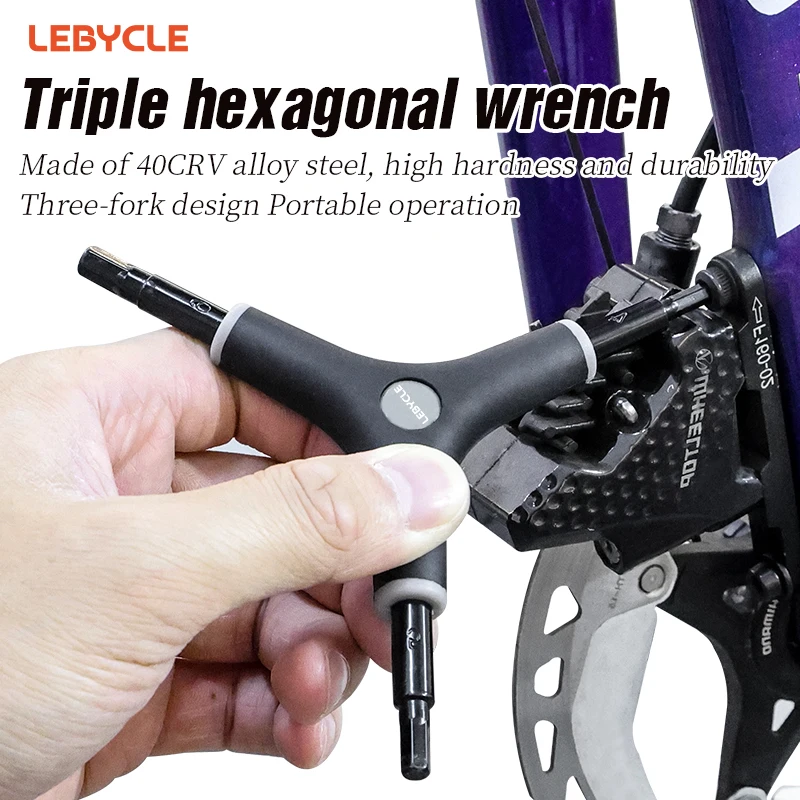 3-In-1 MTB Road Bike Y-Shaped Hex Wrench CR-V Steel 4/5/6 mm Spanner Maintenance Tool 3 Way Bike Hexagonal Service Repair Tool