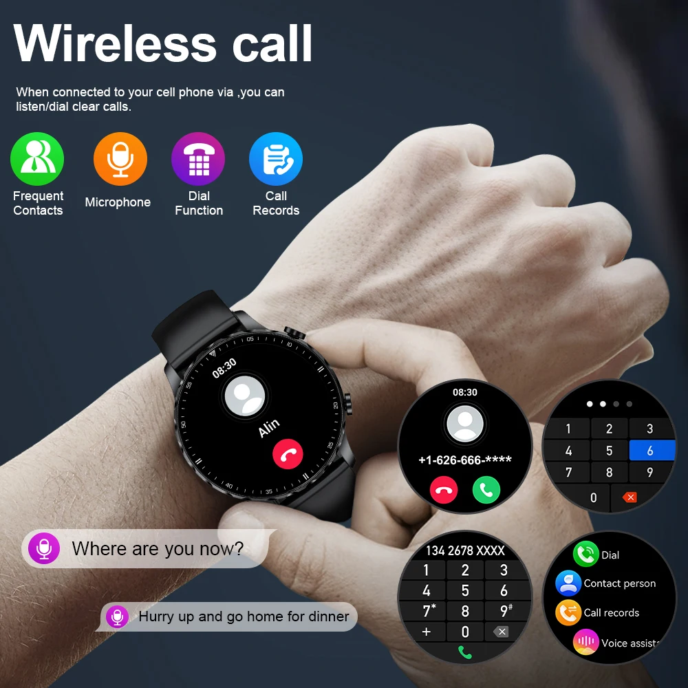 Nowe inteligentne zegarki Bluetooth mężczyźni połączenia HD wodoodporna 100 + sportowa bransoletka fitness pogoda Smartwatch dla telefonu Oppo Huawei Xiaomi