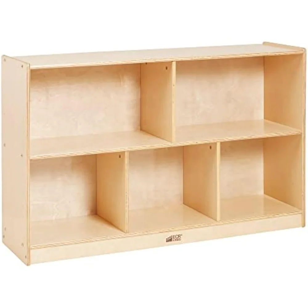 5-Compartment Mobile Storage Cabinet, 30in, Classroom Furniture, Natural