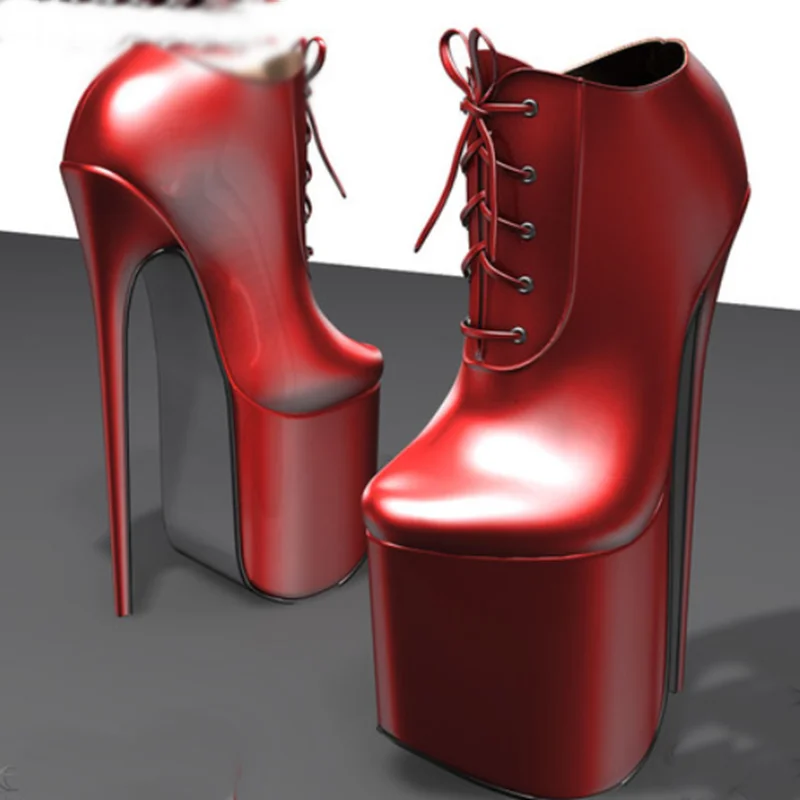 

Red Lace Up Platform Pumps Thin High Heel Pointed Toe Fashion Sexy Cool 2025 Winter Big Size Woman Shoes Zapatillas Mujer
