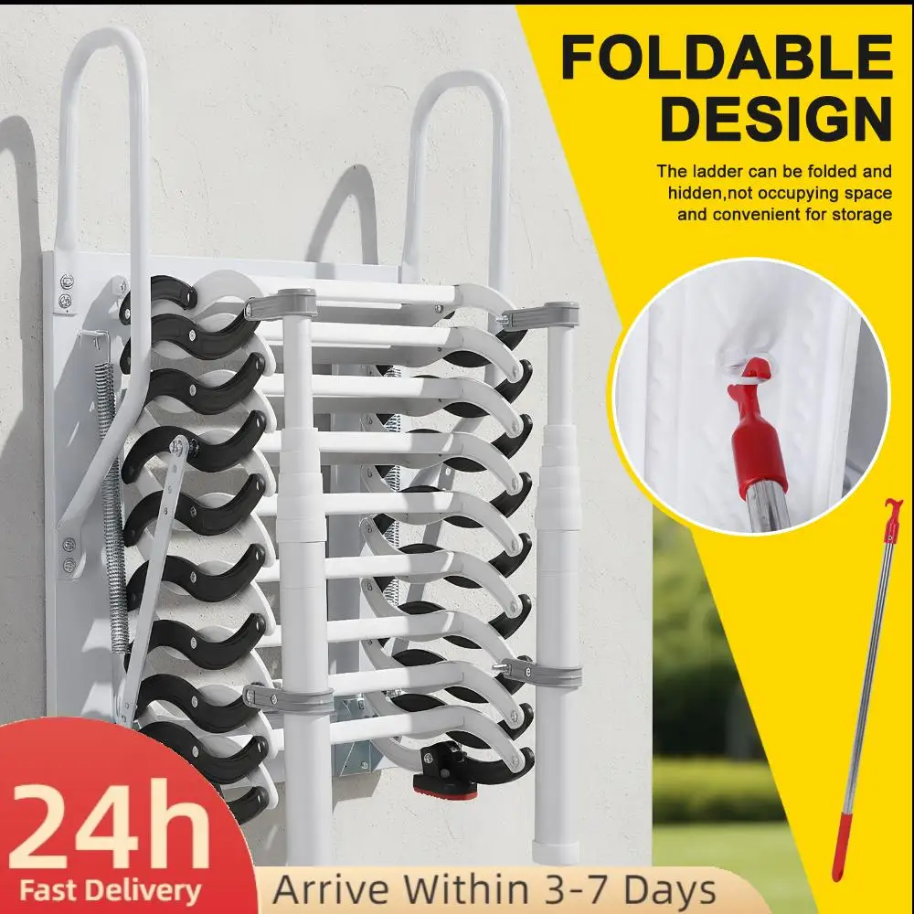 

9/11Steps Invisible Pull Down Stairs Retractable Attic Telescopic Staircase with 2 Handrails for Home Indoor Outdoor