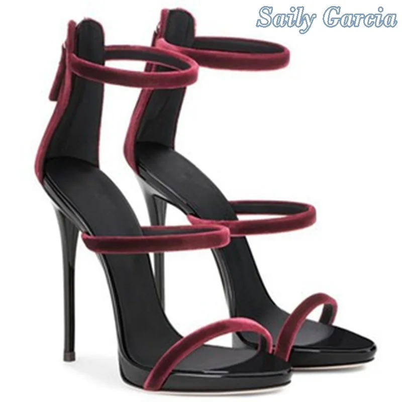 

Platform Sexy Sandals 2024 New Arrivals Women Summer Shoes Back Zipper Strappy Solid Ankle-Wrap Ankle-Strap Pointed Toeback